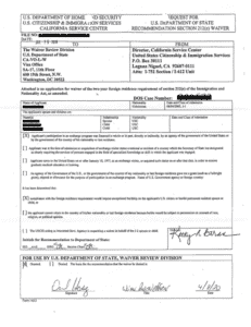 J-1 Waiver, Section 212(e) approval notice (letter of approval)