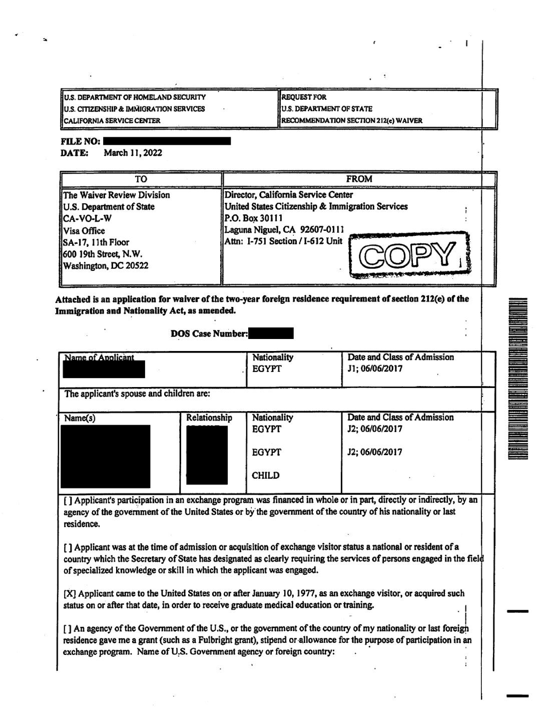Approved I601, I601A, I612, J1 Waivers — Successful Applications
