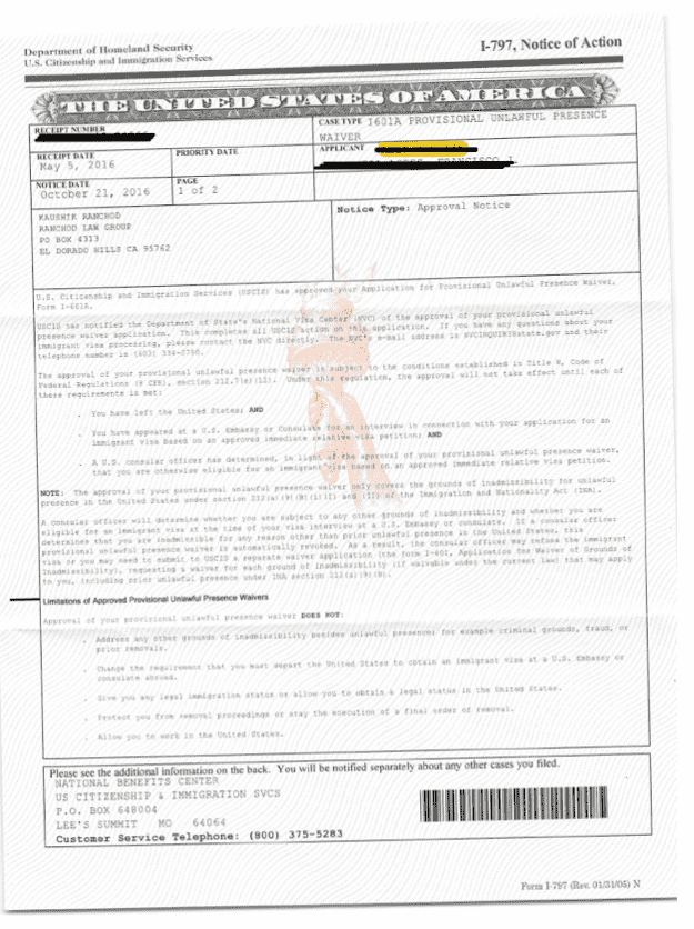 I-601A Hardship Waiver Approval - Client from Mexico