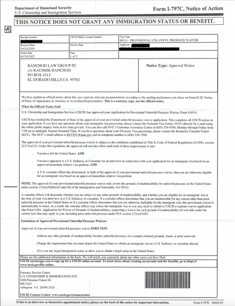 Approved I601, I601A, I612, J1 Waivers — Successful Applications