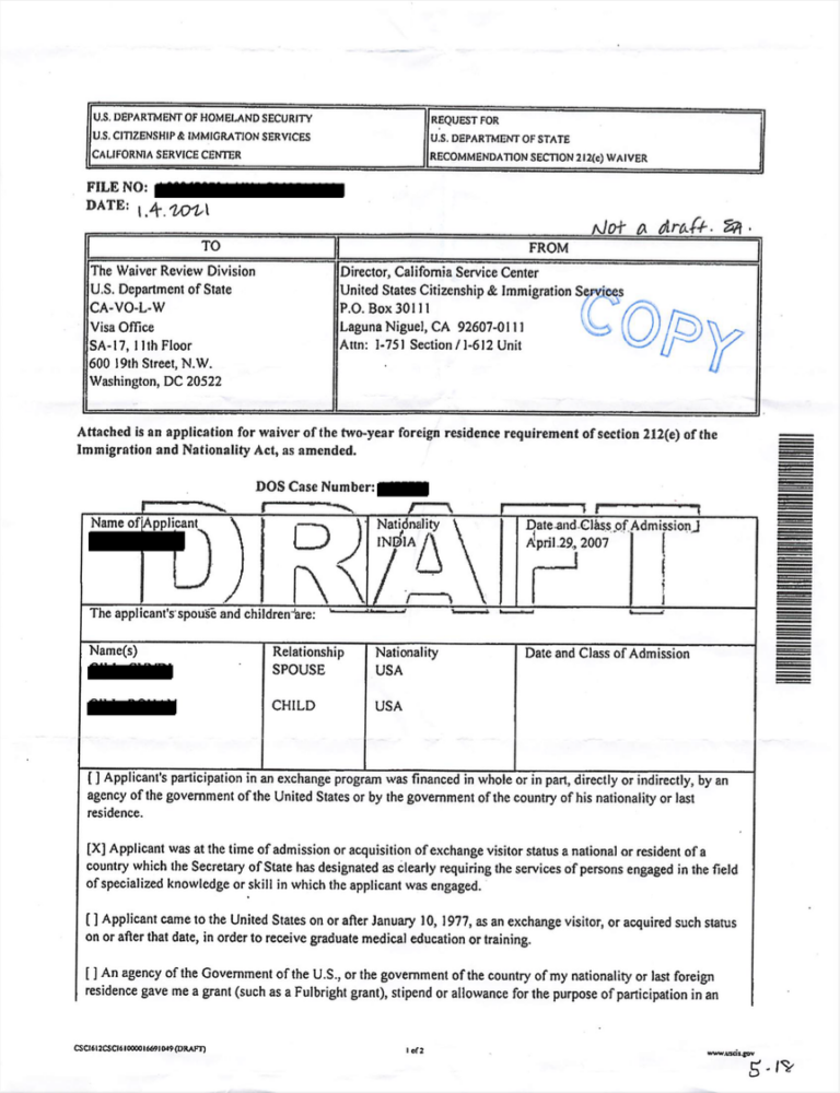 Approved I601, I601A, I612, J1 Waivers — Successful Applications